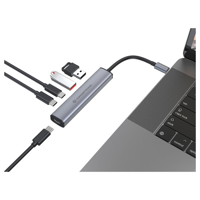 Conceptronic HUBBIES22G Hub USB-C con 5 puertos y 100W PD