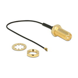 DeLOCK Antennenkabel 10 cm 12465 - Cable coaxial de 0.1 m, RP-SMA, MHF IV/HSC MXHP32, 50 Ohm, Negro