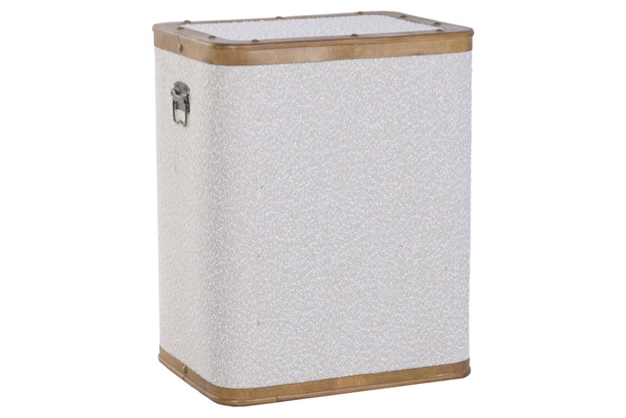 DKD Home Decor Cajonera Alpino 3 Cajones, Madera y Poliéster en Color Blanco y Marrón, Dimensiones 36 x 60 x 48 cm