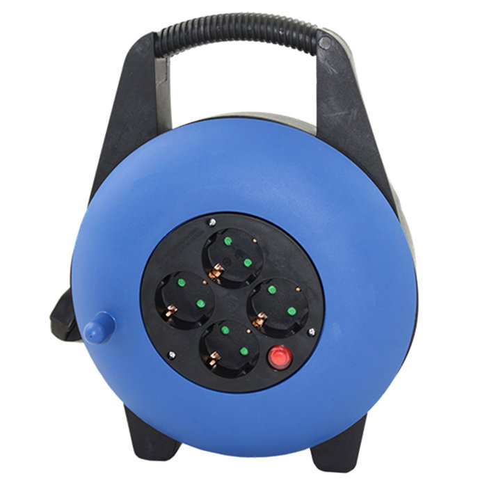 Silverht Regleta alargadera enrollacables 4 tomas 10m 16A 250V 3x1.5mm azul
