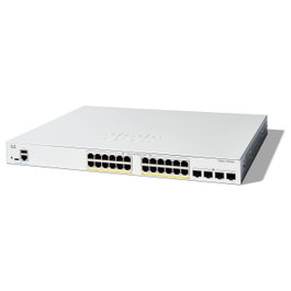 Cisco Switch de Red Gigabit Catalyst 1300-24FP-4X, Gestionado L2/L3, 24 Puertos PoE+ (375 W) + 4 SFP+, Montaje Rack, 10/100/1000 Mbps