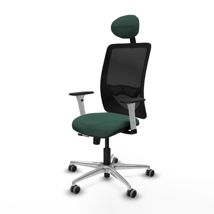 PIQUERAS Y CRESPO Silla de oficina Zulema con mecanismo Sincro/Traslack, Verde botella y Negro