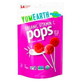 YUM EARTH Piruletas Orgánicas con Vitamina C Sabor Frutas Variadas - Sin Gluten, Veganas, Kosher - 14 Unidades