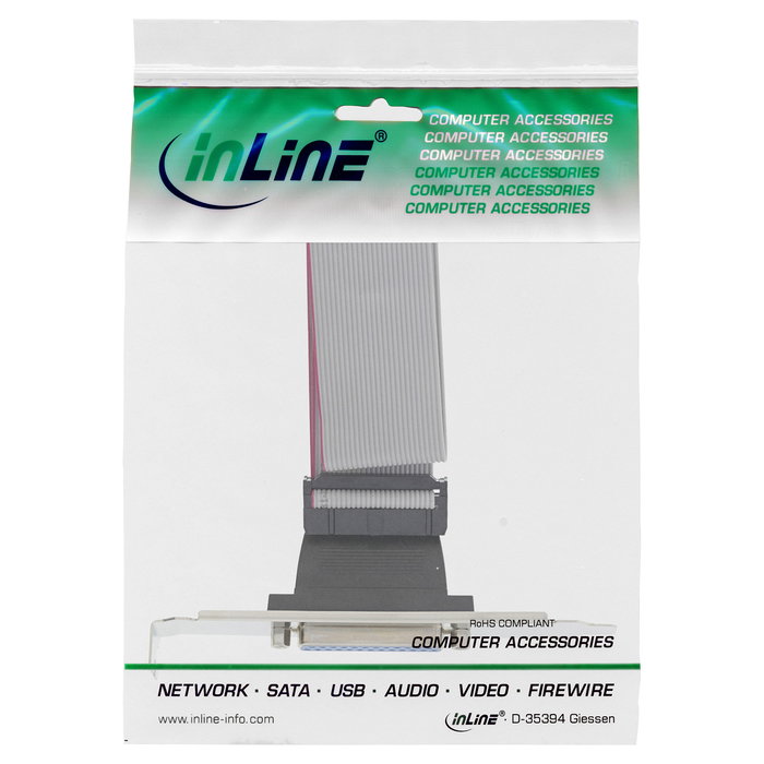 InLine Cable de extensión para puerto paralelo externo, 34 cm/0.34 m, color plata, 33225B InLine Cable de extensión para puerto paralelo externo, 34 cm/0.34 m, color plata, 33225B