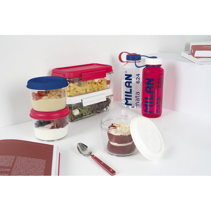 Milan Fiambrera de tritán hermética redonda rosa 500 ml