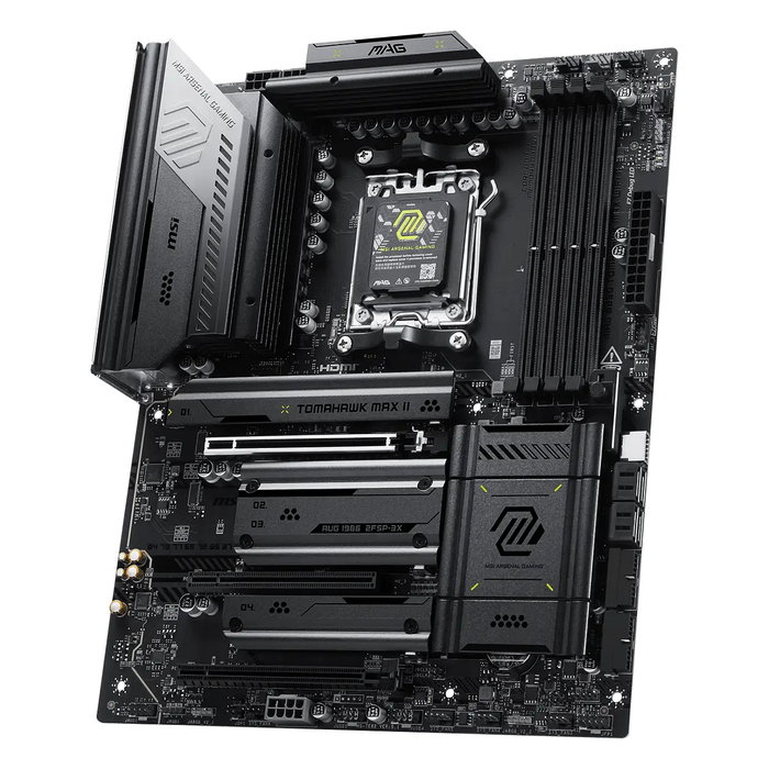 MSI MAG B850 TOMAHAWK MAX WiFi II Placa Base AMD AM5, DDR5, Wi-Fi 7, Bluetooth 5.4, PCIe 5.0, M.2 22110, 4 x M.2, Realtek ALC4080, ATX, Negro