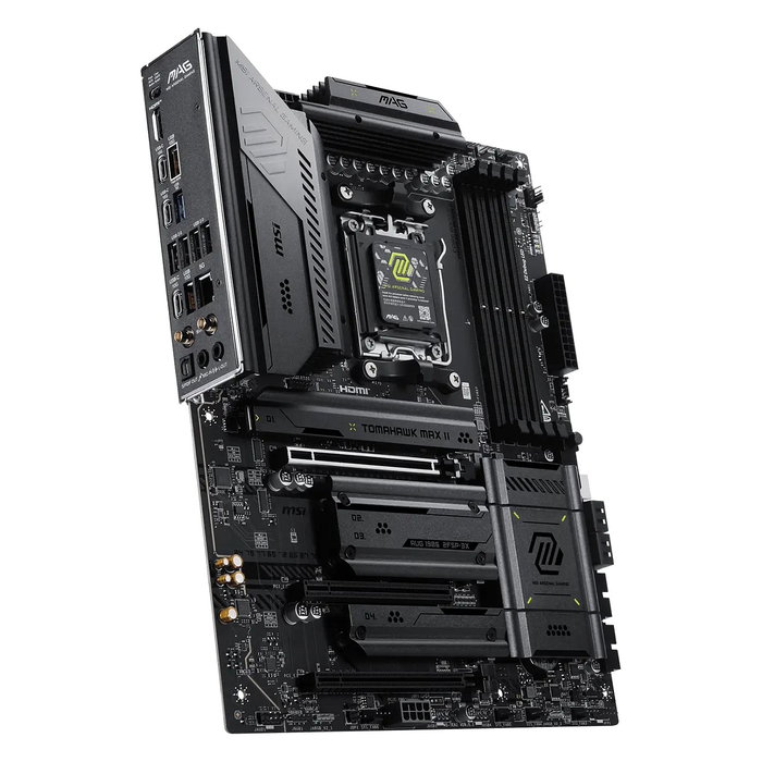 MSI MAG B850 TOMAHAWK MAX WiFi II Placa Base AMD AM5, DDR5, Wi-Fi 7, Bluetooth 5.4, PCIe 5.0, M.2 22110, 4 x M.2, Realtek ALC4080, ATX, Negro