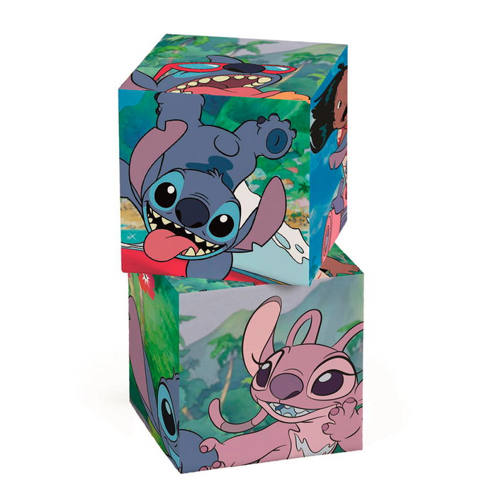 Clementoni 41347 Cubos 12 Stitch, Puzzle de Cubos Disney con 12 Piezas para Crear 6 Imágenes, +3 Años