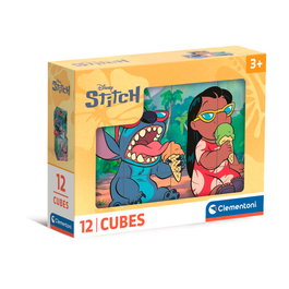 Clementoni 41347 Cubos 12 Stitch, Puzzle de Cubos Disney con 12 Piezas para Crear 6 Imágenes, +3 Años