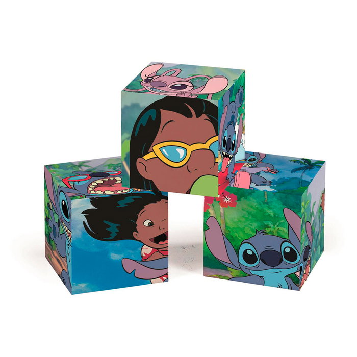 Clementoni 41347 Cubos 12 Stitch, Puzzle de Cubos Disney con 12 Piezas para Crear 6 Imágenes, +3 Años