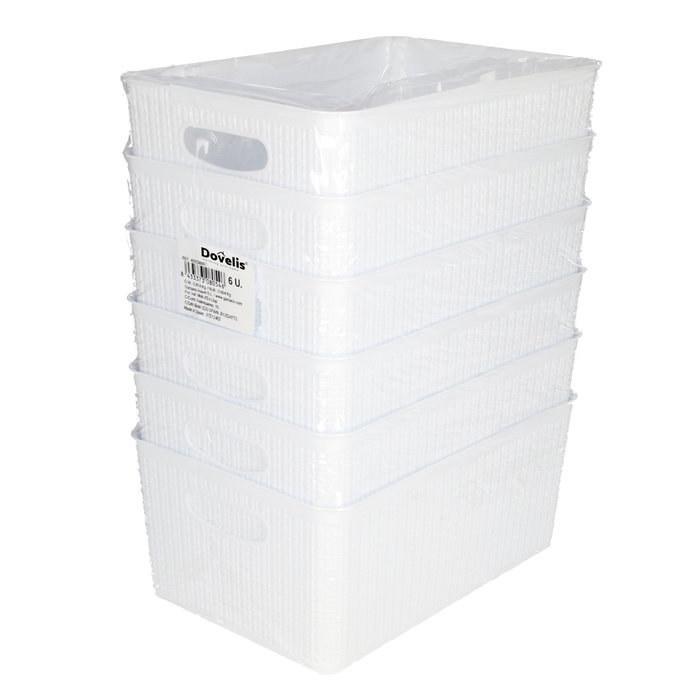 Dovelis Cesto organizador plástico 3,3L Blanco - Pack de 6 unidades Dovelis Cesto organizador plástico 3,3L Blanco - Pack de 6 unidades