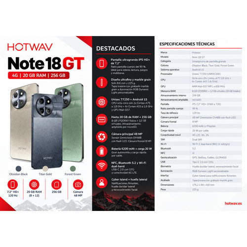 HOTWAV Note 18 GT 8GB RAM 256GB ROM Forest Green HOTWAV Note 18 GT 8GB RAM 256GB ROM Forest Green