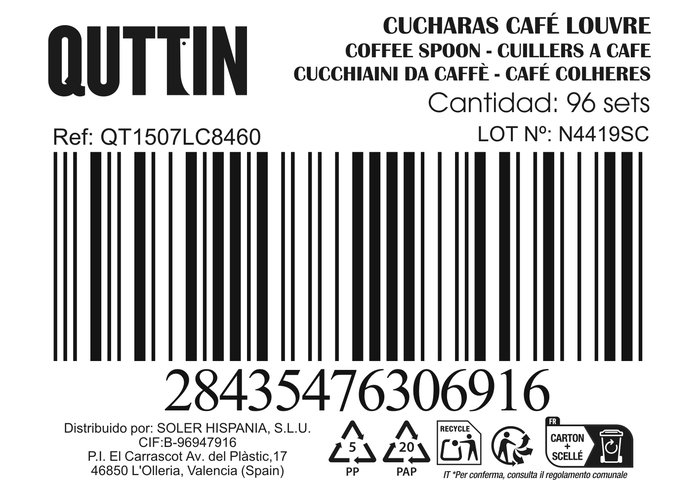 Inde Set 3 Cucharas Café Louvre Champ. Matt (12 Cajas)