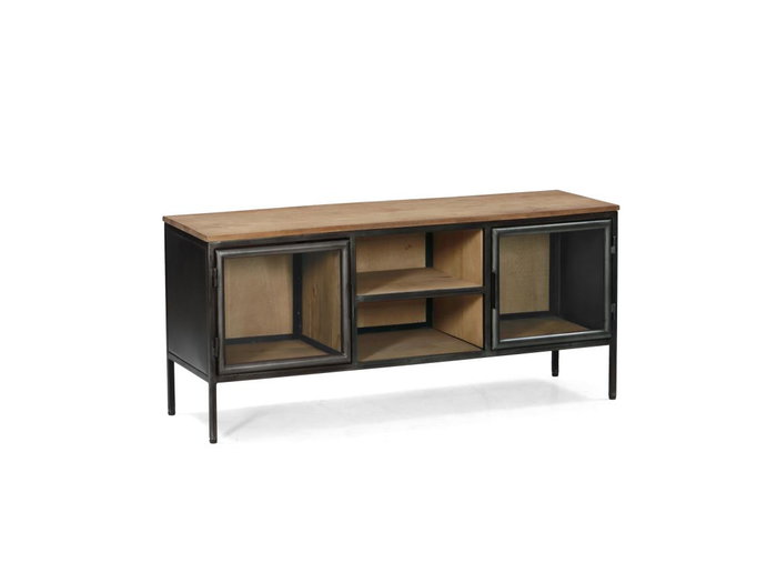 DKD Home Decor Brit clash 23 Mueble TV Natural Gris Oscuro 137 x 55 x 40 cm