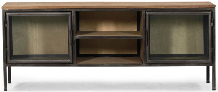 DKD Home Decor Brit clash 23 Mueble TV Natural Gris Oscuro 137 x 55 x 40 cm