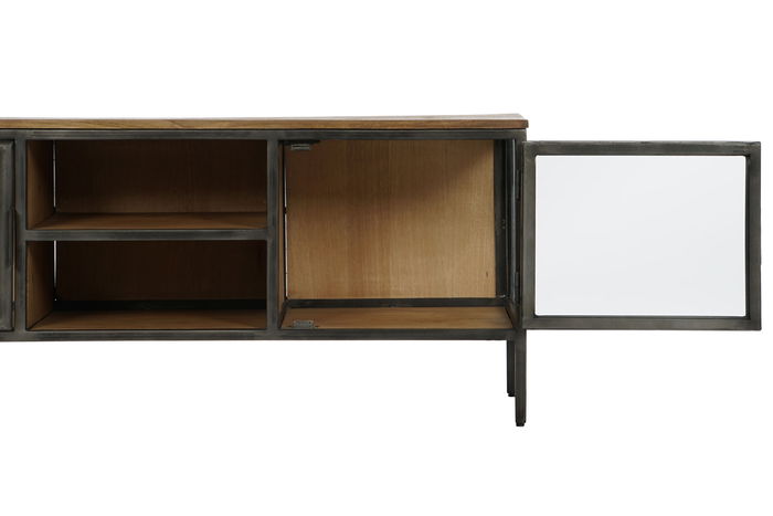 DKD Home Decor Brit clash 23 Mueble TV Natural Gris Oscuro 137 x 55 x 40 cm