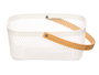 KINVARA Cesta Rectangular Blanco con Asa de Bambú