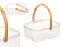 KINVARA Cesta Rectangular Blanco con Asa de Bambú