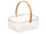 KINVARA Cesta Rectangular Blanco con Asa de Bambú