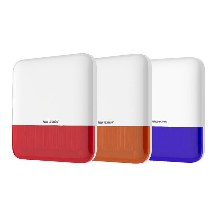 Hikvision DS-PS1-E-WE Ax Pro Sirena Externa de Pared, Color Rojo y Blanco, IP65, para Detección Intrusión