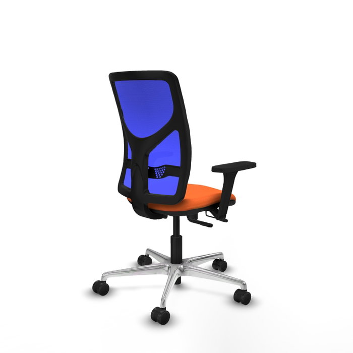 PIQUERAS Y CRESPO Silla de oficina Motilla con mecanismo Sincro/Traslack, Tela Naranja y Malla Azul PIQUERAS Y CRESPO Silla de oficina Motilla con mecanismo Sincro/Traslack, Tela Naranja y Malla Azul