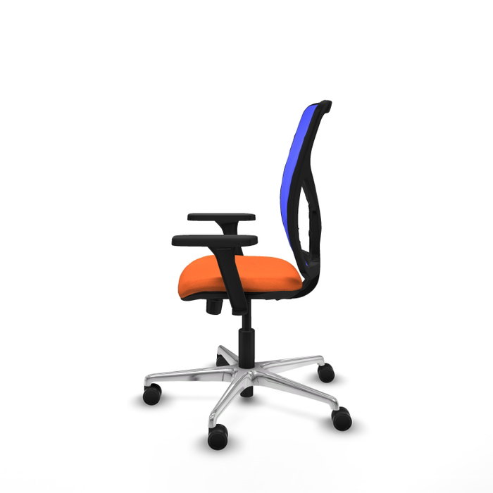 PIQUERAS Y CRESPO Silla de oficina Motilla con mecanismo Sincro/Traslack, Tela Naranja y Malla Azul PIQUERAS Y CRESPO Silla de oficina Motilla con mecanismo Sincro/Traslack, Tela Naranja y Malla Azul