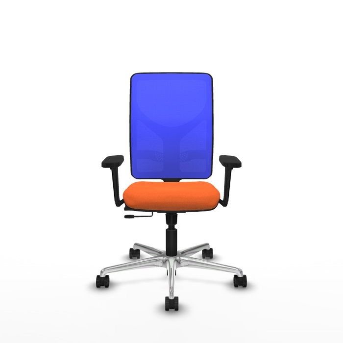 PIQUERAS Y CRESPO Silla de oficina Motilla con mecanismo Sincro/Traslack, Tela Naranja y Malla Azul PIQUERAS Y CRESPO Silla de oficina Motilla con mecanismo Sincro/Traslack, Tela Naranja y Malla Azul