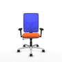 PIQUERAS Y CRESPO Silla de oficina Motilla con mecanismo Sincro/Traslack, Tela Naranja y Malla Azul