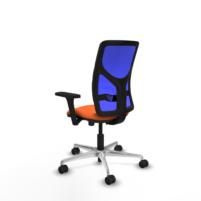 PIQUERAS Y CRESPO Silla de oficina Motilla con mecanismo Sincro/Traslack, Tela Naranja y Malla Azul PIQUERAS Y CRESPO Silla de oficina Motilla con mecanismo Sincro/Traslack, Tela Naranja y Malla Azul