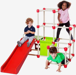 Ociotrends Tobogán Everest con Zona de Juego para Niños 3-5 años, 150x120x120 cm, Blanco/Rojo