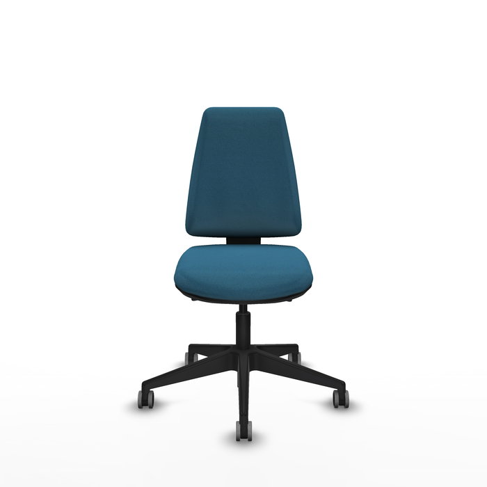 Silla de oficina Elche con mecanismo Asincro tapizada con Tela color Verde petróleo. Equipada con Base piramidal negra, Sin brazos y Ruedas 65 mm parqué Silla de oficina Elche con mecanismo Asincro tapizada con Tela color Verde petróleo. Equipada con Base piramidal negra, Sin brazos y Ruedas 65 mm parqué