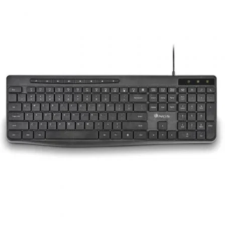 NGS Teclado Español USB Ultraslim Silencioso Multimedia Negro