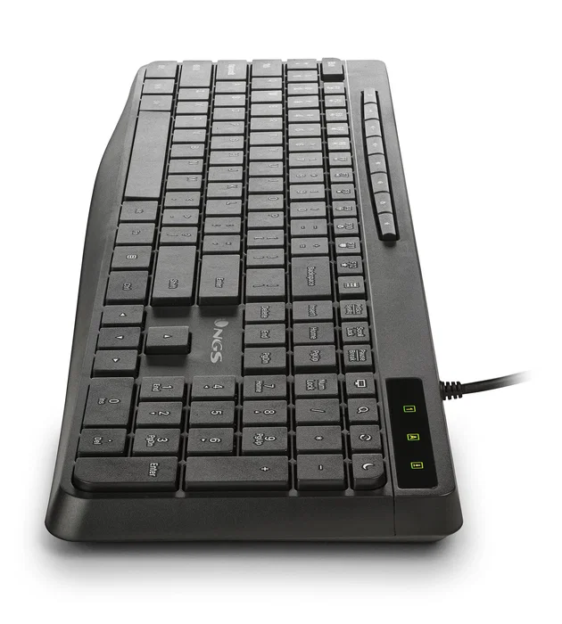 NGS Teclado SPECTRA USB Ultraslim Silencioso Multimedia con Teclas Planas y Diseño QWERTY Español 96% Negro para Hogar/Oficina