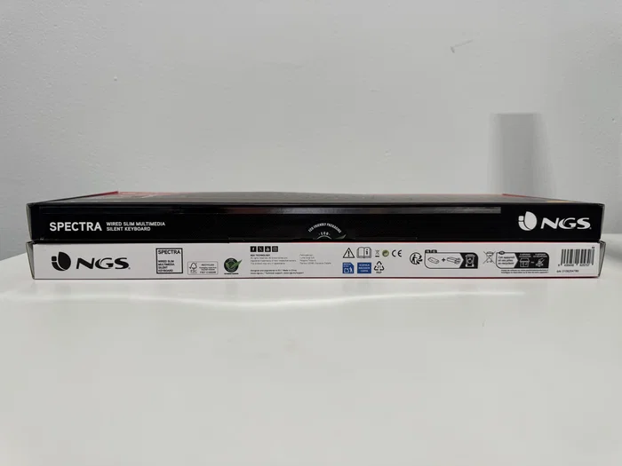 NGS Teclado SPECTRA USB Ultraslim Silencioso Multimedia con Teclas Planas y Diseño QWERTY Español 96% Negro para Hogar/Oficina