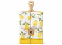 DKD Home Decor Set de 3 Paños de Algodón y Tabla de Madera de Pino Limones