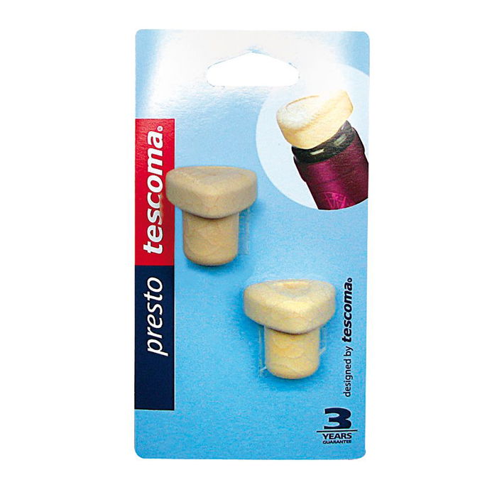 Tescoma Tapón de Vino Presto, Corcho Sintético, 2 Unidades, Apto para Lavavajillas, Garantía 3 Años
