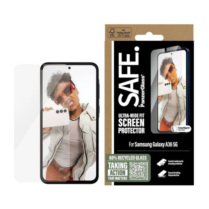 PanzerGlass SAFE. Protector de pantalla para Samsung Galaxy A36 5G Ultra-Wide Fit con EasyAligner