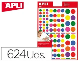 Apli Gomets Autoadhesivo Círculo Multicolor Blister de 624 Unidades Surtidas