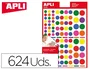 Apli Gomets de círculos autoadhesivos multicolor de 624 unidades
