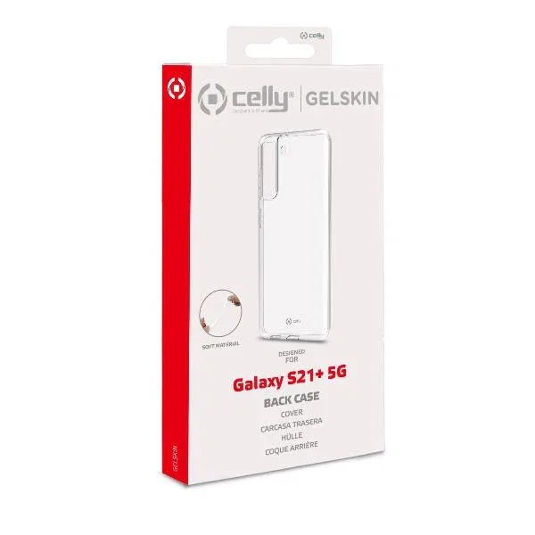 Celly GELSKIN995 Funda Transparente de Caucho para Samsung Galaxy S21+ 5G, 17.3 cm (6.8"), Resistente a Golpes, Suciedad y Rayones