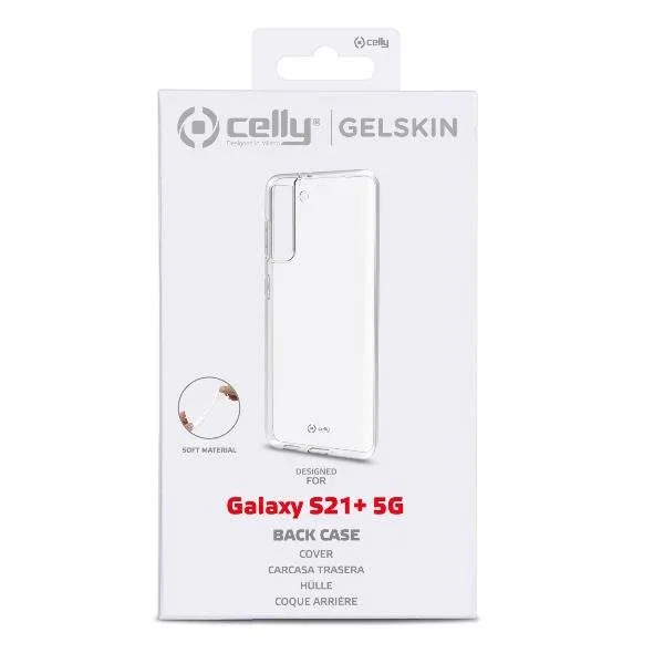 Celly GELSKIN995 Funda Transparente de Caucho para Samsung Galaxy S21+ 5G, 17.3 cm (6.8"), Resistente a Golpes, Suciedad y Rayones