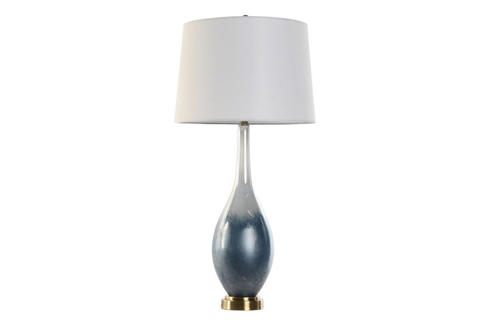 DKD Home Decor Lámpara Sobremesa Bicolor Azul Cristal y Lino 40 x 78 x 40 cm DKD Home Decor Lámpara Sobremesa Bicolor Azul Cristal y Lino 40 x 78 x 40 cm