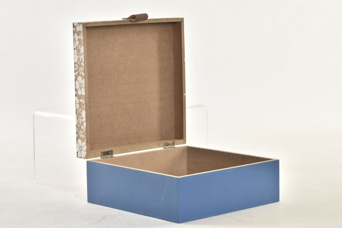 DKD Home Decor Caja de Almacenaje MDF Azul 21x21x9 cm DKD Home Decor Caja de Almacenaje MDF Azul 21x21x9 cm