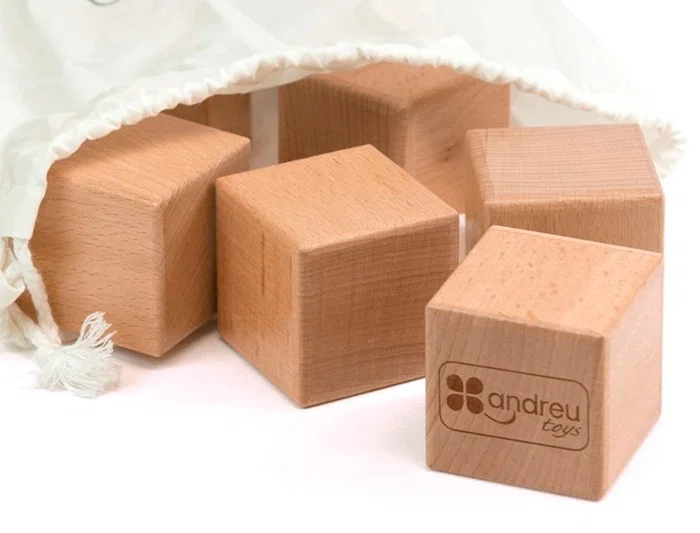 Andreutoys Juego Didactico 10 Cubos Sensoriales con Sonido Madera