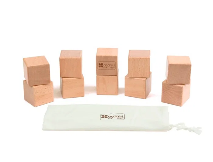 Andreutoys Juego Didactico 10 Cubos Sensoriales con Sonido Madera
