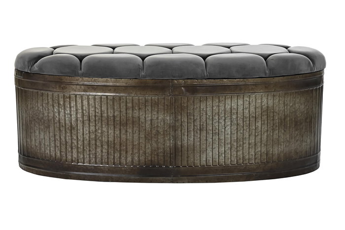 DKD Home Decor Descalzadora Loft Gris Metal Poliester 42 x 47 x 117 cm