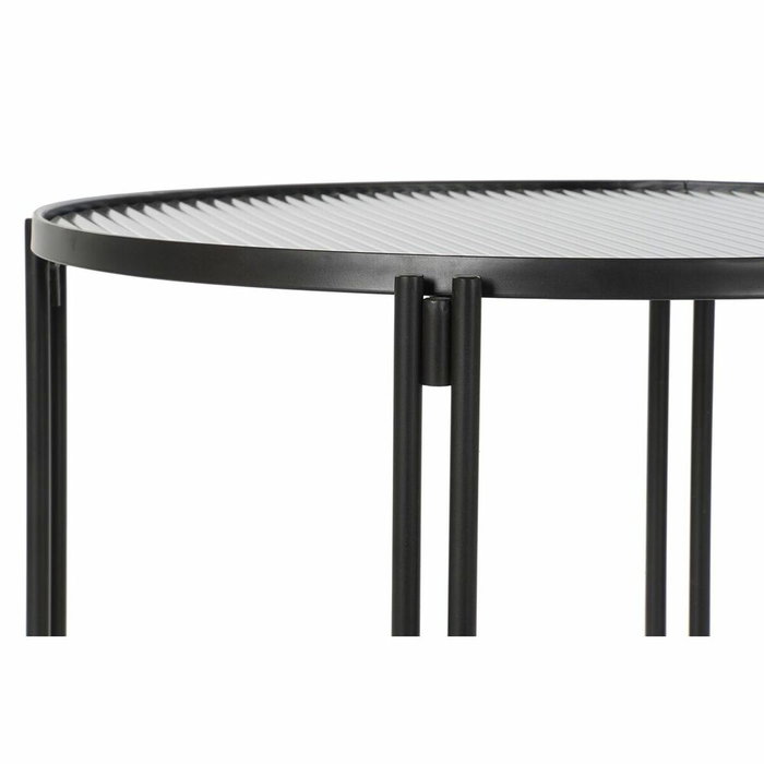 DKD Home Decor Mesa de Centro de Metal y Cristal Negro 63x63x46 cm