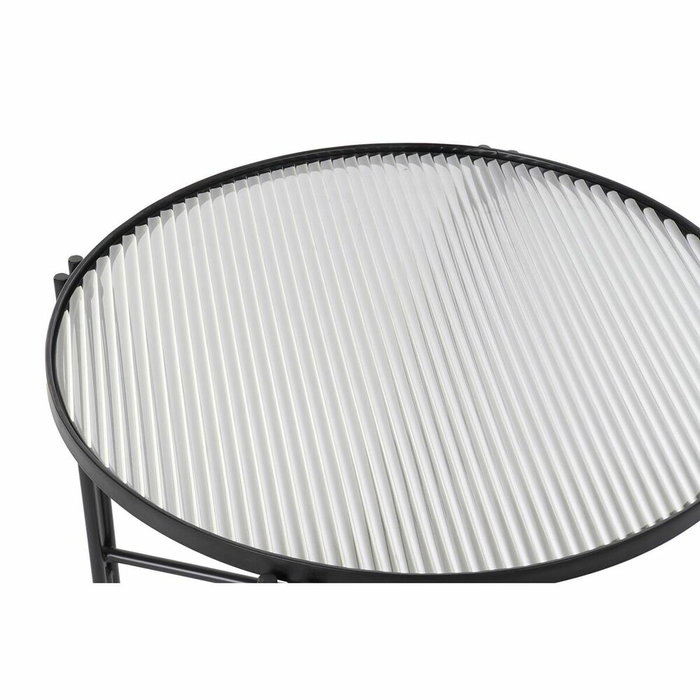 DKD Home Decor Mesa de Centro de Metal y Cristal Negro 63x63x46 cm
