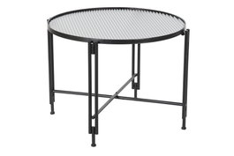 DKD Home Decor Mesa de Centro de Metal y Cristal Negro 63x63x46 cm