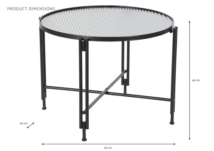 DKD Home Decor Mesa Centro Loft Negro Metal Cristal 63 x 63 x 46 cm